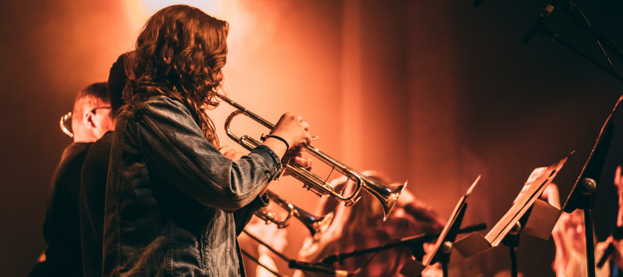 Students performing in a concert