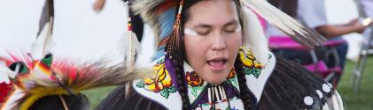 A student dancing at the annual CWC Powow
