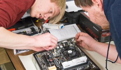 Two students build a computer