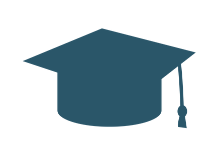 Blue graduation cap icon