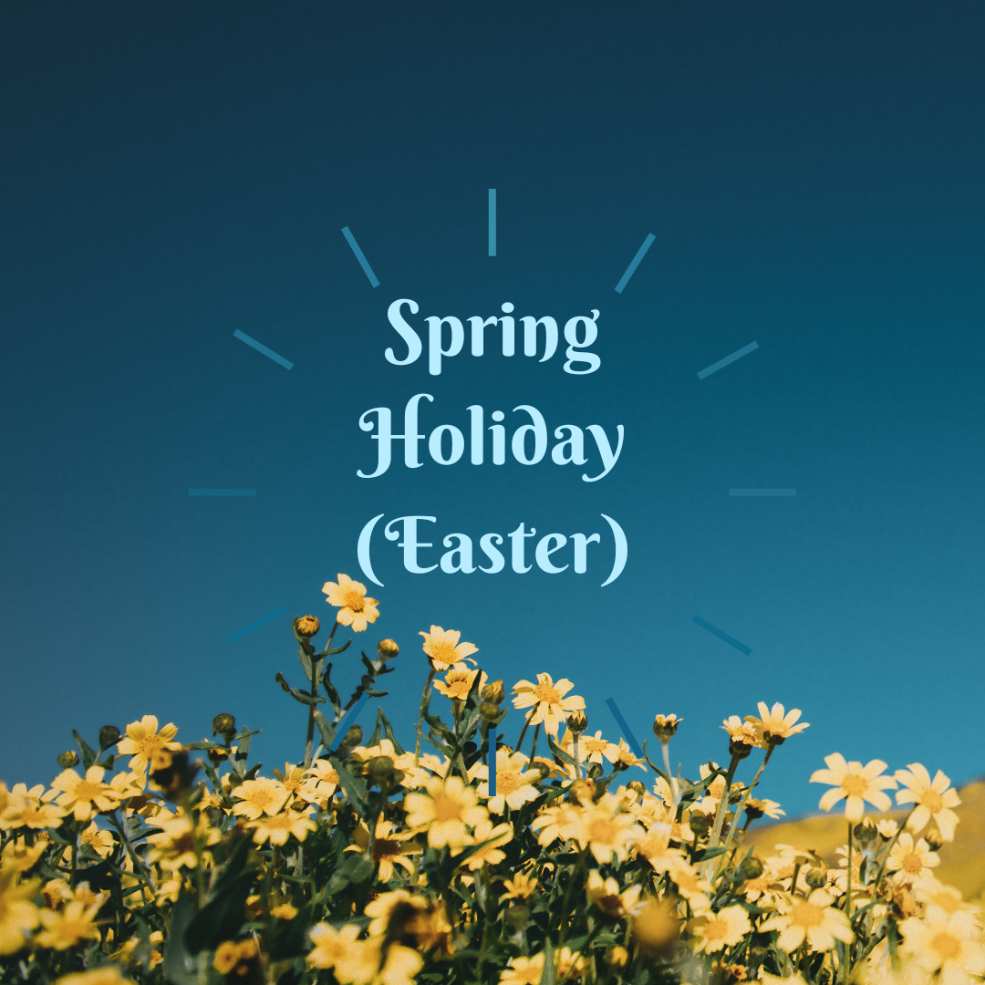 Yellow Spring Flowers with event title text on top
