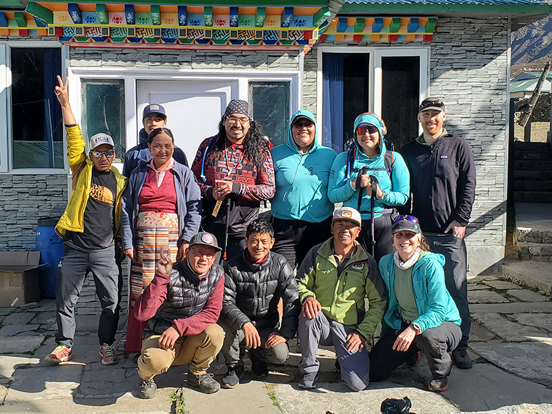 Group of students on expedition at the Mt. Everest Base Camp