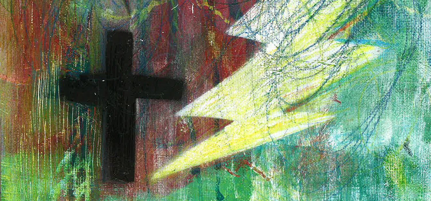 painting of a cross and lightning