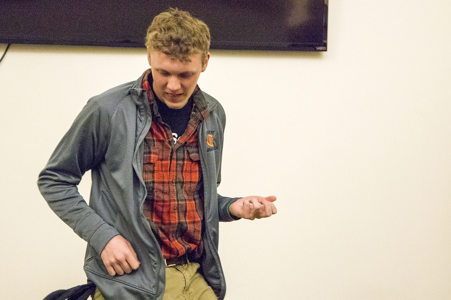 photo of CWC student Ryan Childers playing an air guitar during a lip sync battle