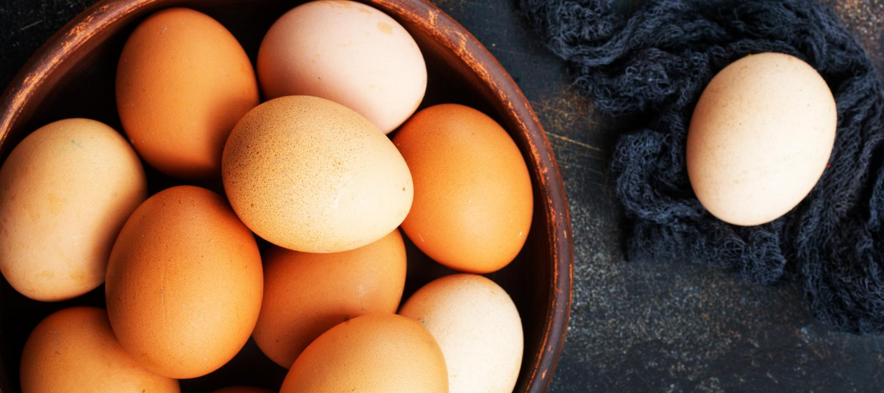 A basket of farm eggs