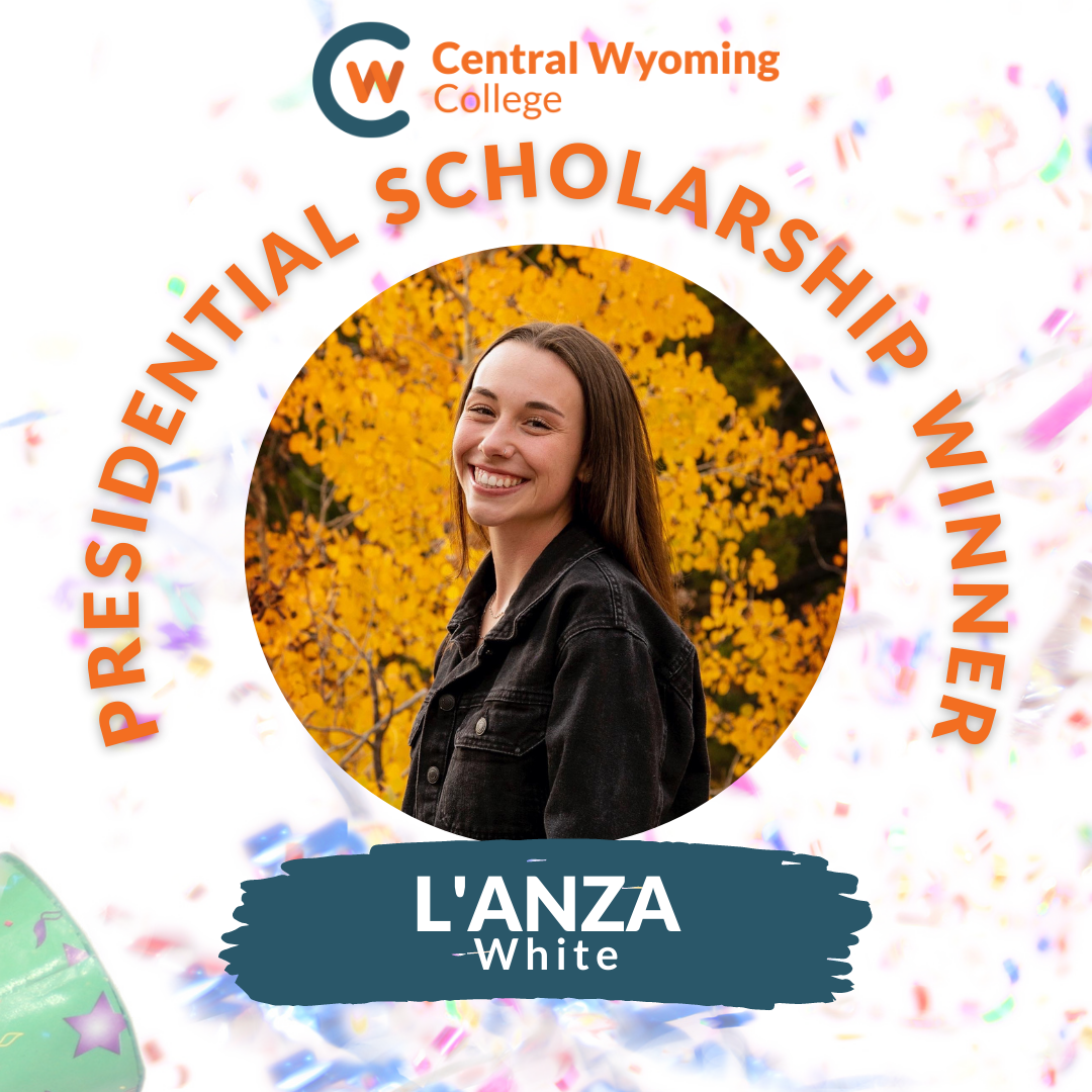 Grpahic showing L'anza White CWC Presidential Scholarship Winner