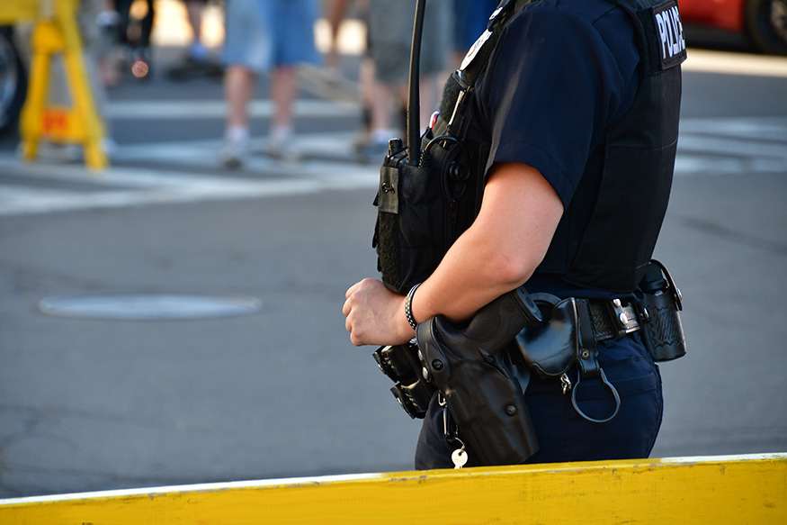 Police Officer standing watch