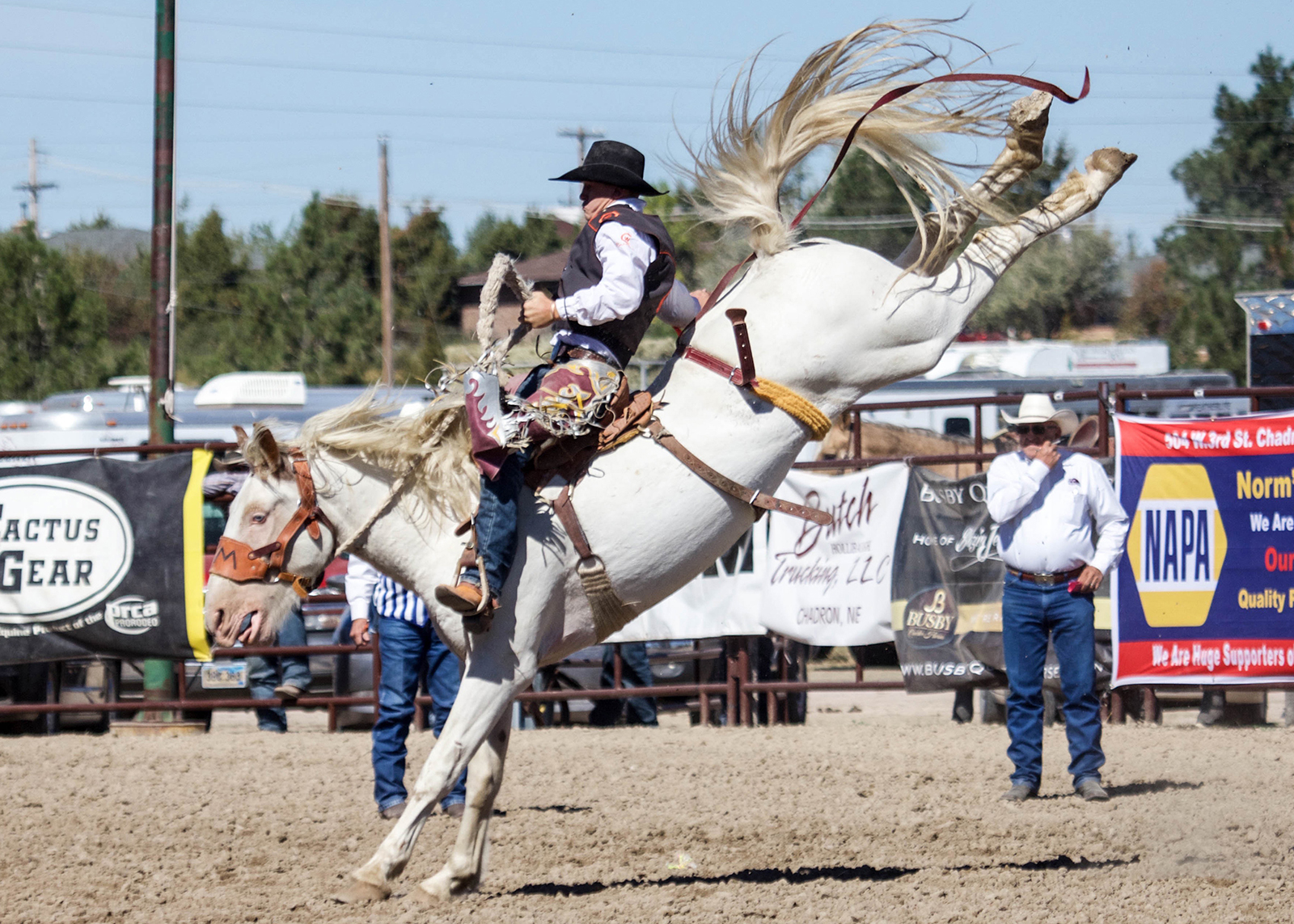 CWC cowboy Brady Thurston on bucking horse in the saddle bronc event