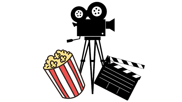 Image of film camera, popcorn